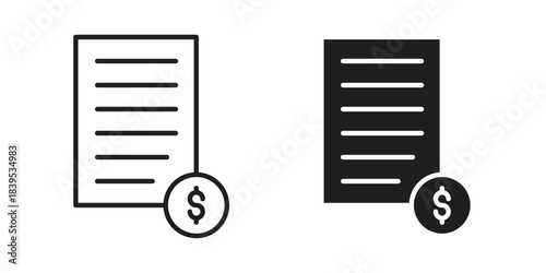 Invoice icons illustration, line art, glyph style vectors