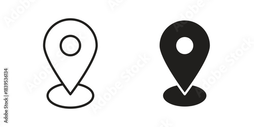 Map icons illustration, line art, glyph style vectors
