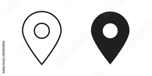Map marker icons illustration, line art, glyph style vectors