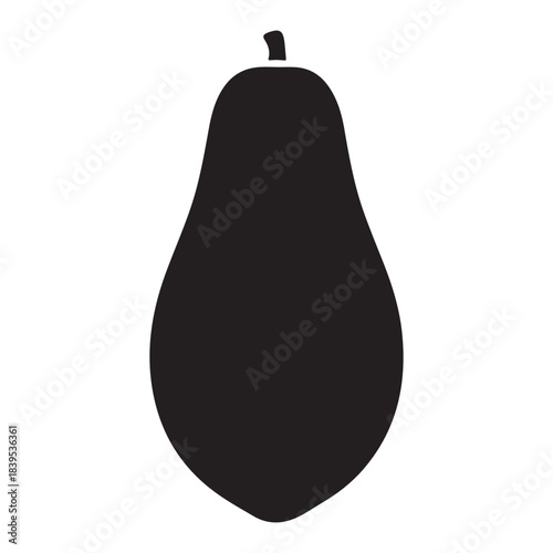 Minimal Papaya Fruit Silhouette Vector
