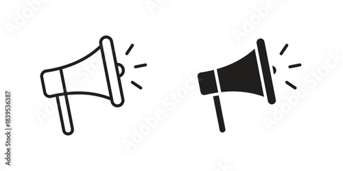 Megaphone icons illustration, line art, glyph style vectors