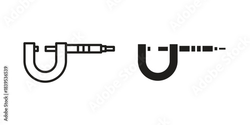 Micrometer icons illustration, line art, glyph style vectors
