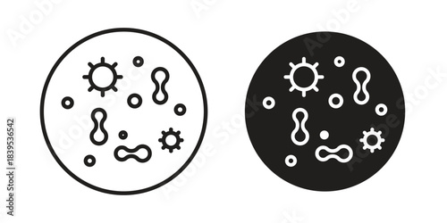 Microorganism icons illustration, line art, glyph style vectors
