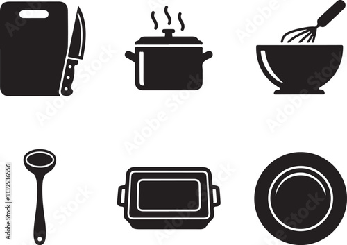 Collection of Kitchen Utensils and Cookware Icons