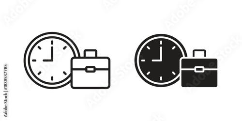 Office time icons illustration, line art, glyph style vectors