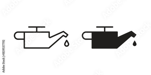 Oil can icons illustration, line art, glyph style vectors