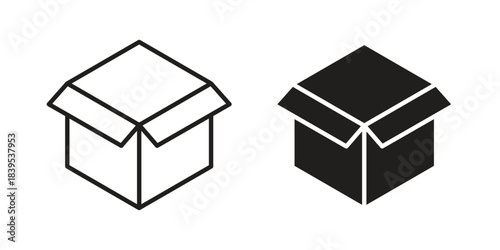 Open box icons illustration, line art, glyph style vectors