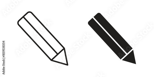 Pencil icons illustration, line art, glyph style vectors