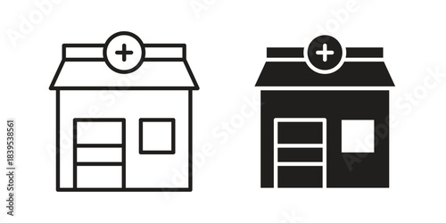 Pharmacy icons illustration, line art, glyph style vectors