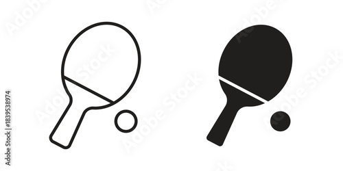 Ping pong icons illustration, line art, glyph style vectors