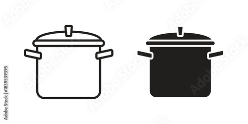 Pot icons illustration, line art, glyph style vectors