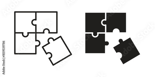 Puzzle icons illustration, line art, glyph style vectors