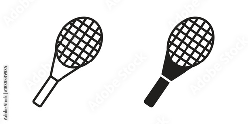 Racquet icons illustration, line art, glyph style vectors