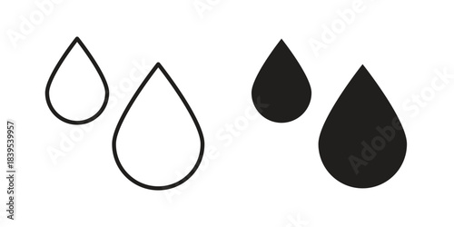 Raindrops icons illustration, line art, glyph style vectors