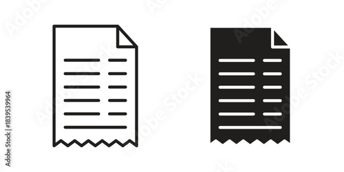 Receipt icons illustration, line art, glyph style vectors