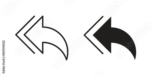 Reply all icons illustration, line art, glyph style vectors