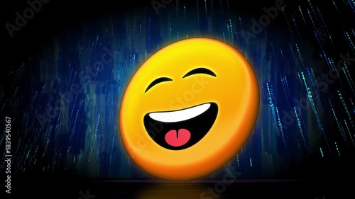 Acid House Smiley Emoji Blue