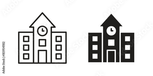 school icons illustration, line art, glyph style vectors