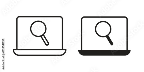 Search online icons illustration, line art, glyph style vectors
