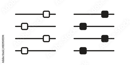 Settings sliders icons illustration, line art, glyph style vectors