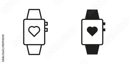 Smartwatch icons illustration, line art, glyph style vectors