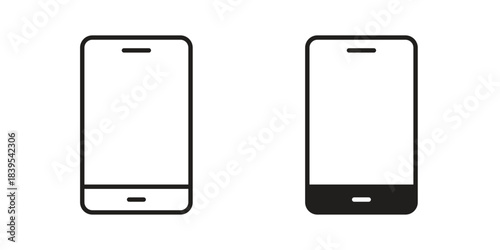 Smartphone icons illustration, line art, glyph style vectors
