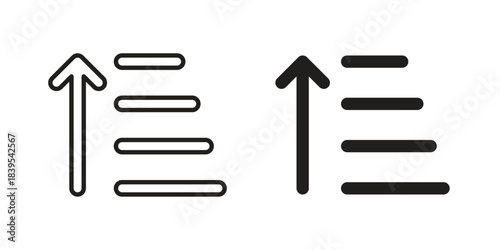 Sort amount up icons illustration, line art, glyph style vectors