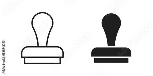 Stamp icons illustration, line art, glyph style vectors