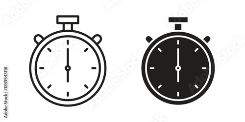 Stopwatch icons illustration, line art, glyph style vectors