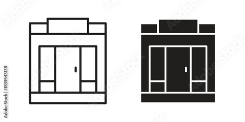 Store icons illustration, line art, glyph style vectors