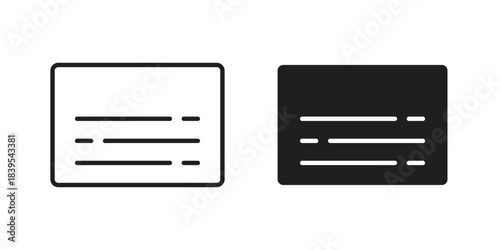 Subtitles icons illustration, line art, glyph style vectors