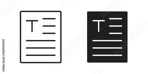 Text icons illustration, line art, glyph style vectors