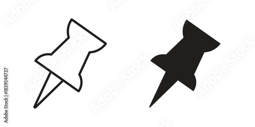 Thumbtack icons illustration, line art, glyph style vectors
