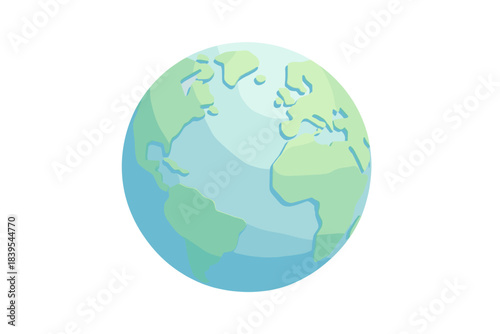 Stylized earth globe with simplified geographic features on white background