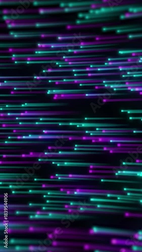 Horizontal Lines of Teal and Purple Light Trails abstract