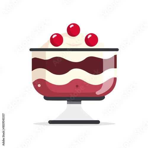 Modern flat 2D vector illustration of a Trifle, minimal design style on a white background.