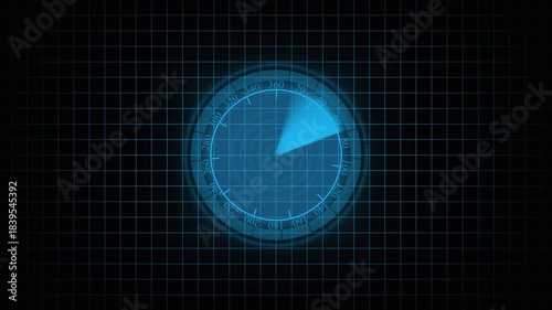 Blue Radar Screen Displaying Navigation Sweep on Grid animation Background sonar