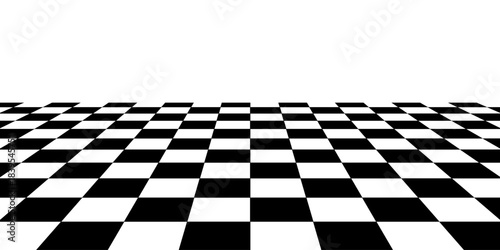 Perspective checkerboard background, square grid checkered landscape texture