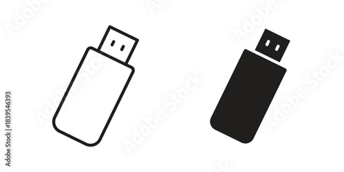 USB pendrive icons illustration, line art, glyph style vectors
