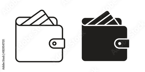 Wallet icons illustration, line art, glyph style vectors