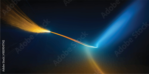 Electric Nebula Light Wave with Cool Blue and Amber Golden Gradient for Futuristic Digital Art, Virtual Reality, UI Graphics and Modern Tech Advertising