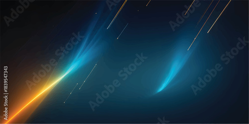 Abstract Cosmic Light Horizon with Neon Blue and Solar Gold Energy Split, Futuristic Space Glow Background for Technology, Crypto Ads and Modern UI Themes