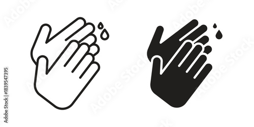 Wash your hands icons illustration, line art, glyph style vectors