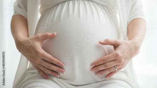 Wallpaper Mural Pregnant woman's hands form heart on baby bump, maternity concept video Torontodigital.ca