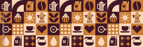Coffee and bakery  geometric mosaic for food pattern backgrounds.