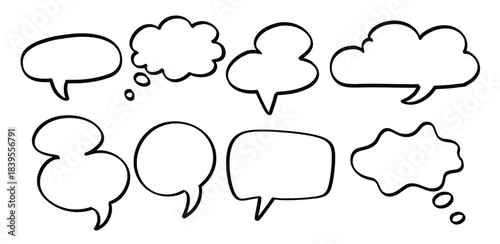 Set of hand drawn Speech bubble Dialogue theme Isolated Vector