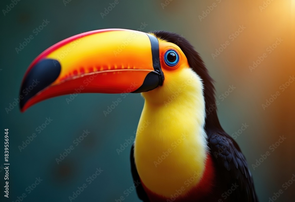 Fototapeta premium Tropical Toucan Bold Modern Art Display Colorful Beak Captivating View Swirl Background