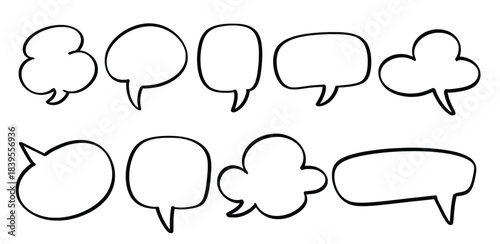 Set of hand drawn Speech bubble theme Isolated Vector