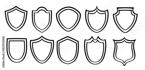 Set of hand drawn security shield theme Isolated Vector