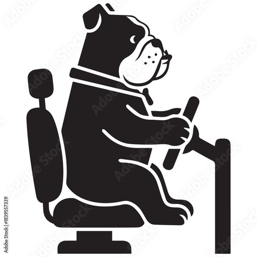 Bulldog driving a vehicle illustration Vector, illustration